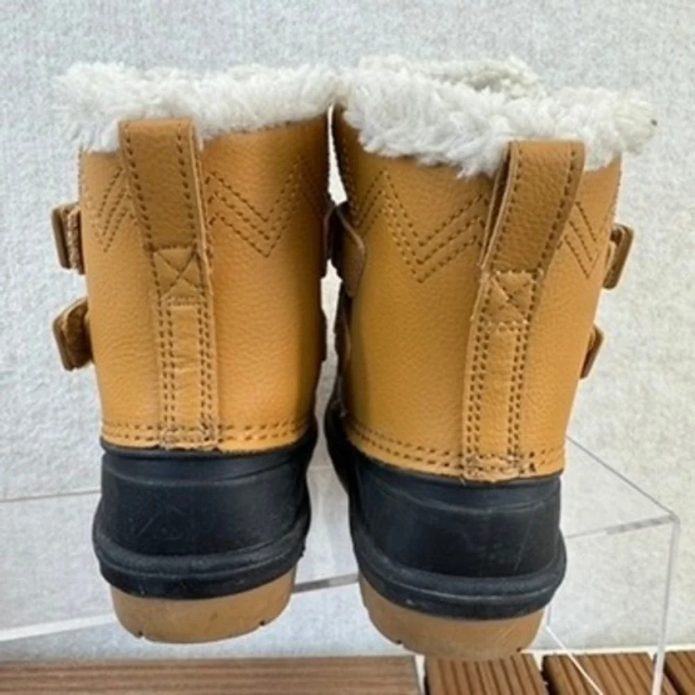 Cat & Jack Toddler Size 5 Duck Boots Tan Black Faux Fur Thermolite Winter